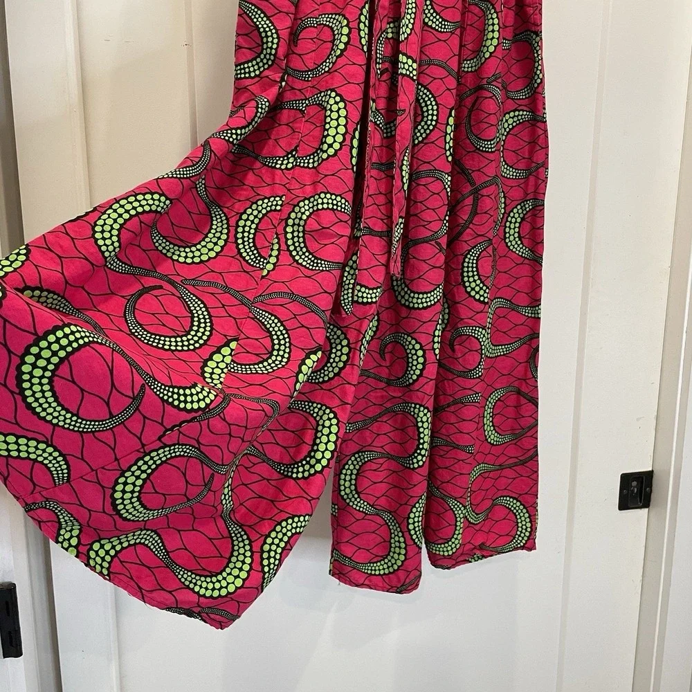 Womens Palazzo Pants Boho Wide Leg Colorful African Ankara Print Oversized OS